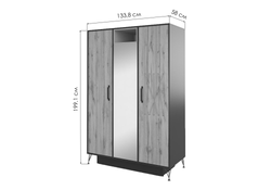 Шкаф трехдверный Нобира антрацит / дуб ирландский / солнечный свет