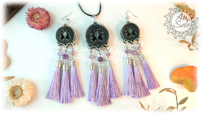 Комплект украшений "Ножницы" с аметистом