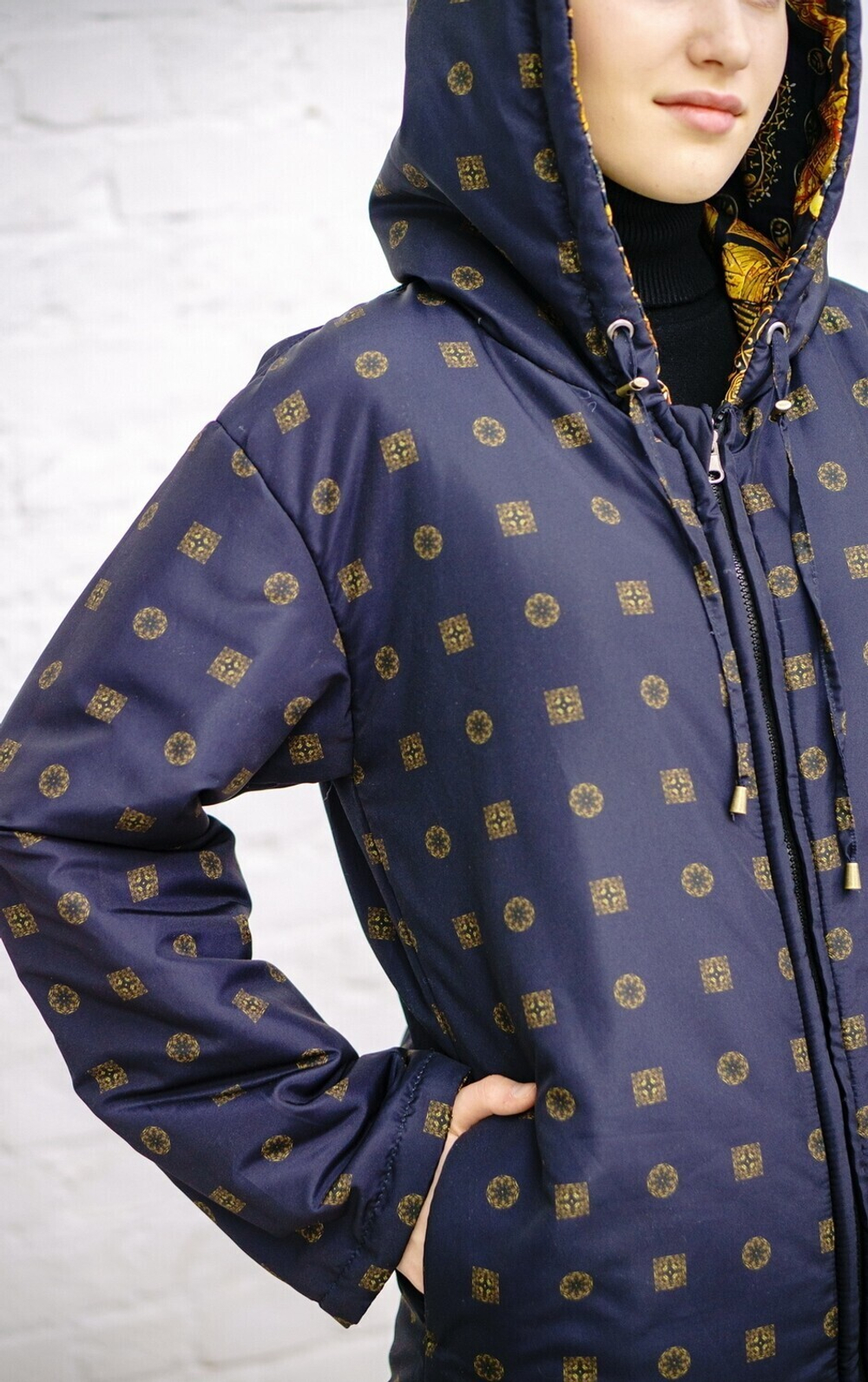 Двустороннее пальто-парка "Византия", по мотивам русского золотного шитья в церковных одеяниях