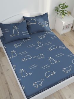 Постельное белье Simple House "Котики (полисатин)" 1,5-сп  Наволочка 70х70 см 1 шт  Простынь  150х215 см  Пододеяльник 145х215 см