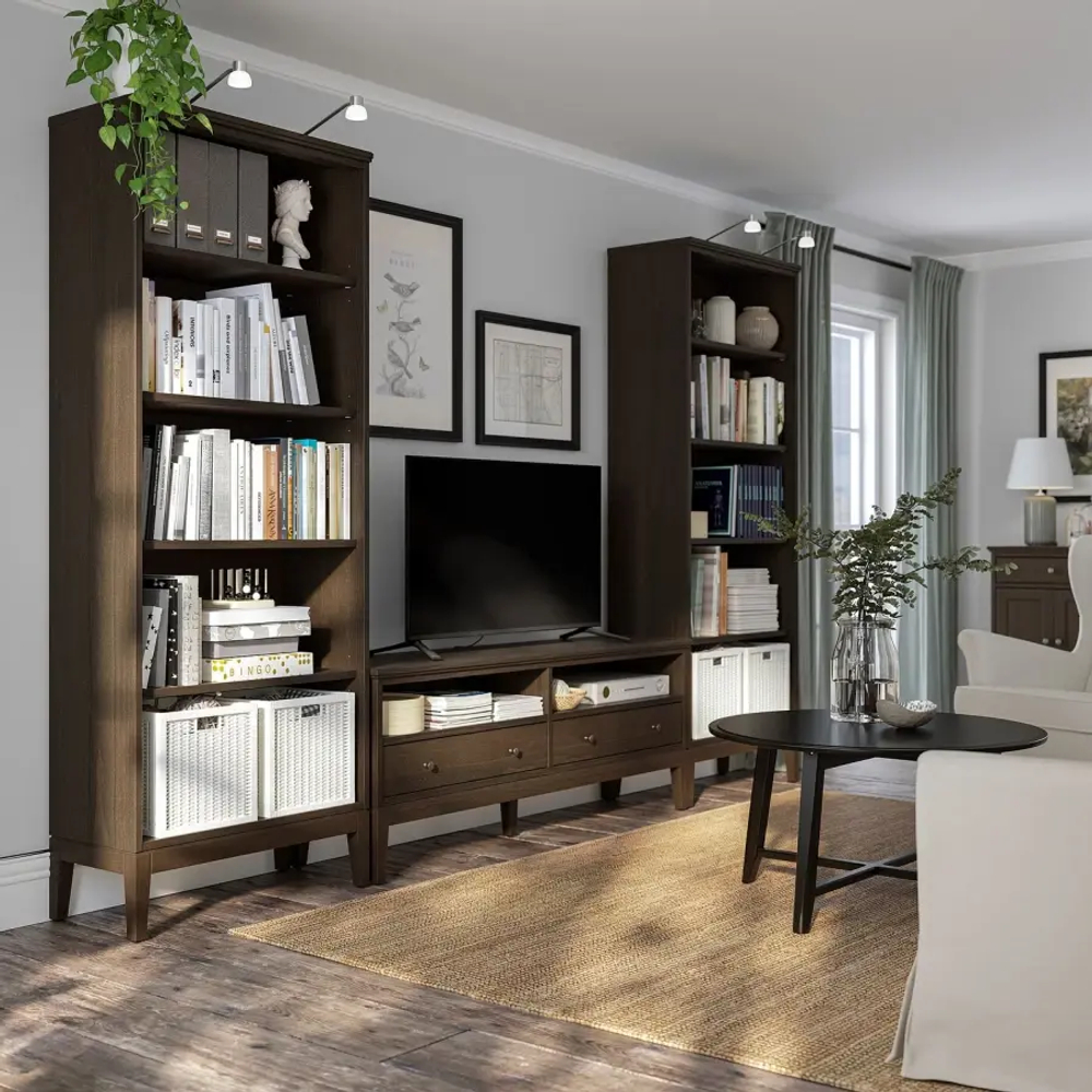 Тумба под телевизор - IKEA IDANÄS/IDANAS, 325x40x211см, коричневый/светло-коричневый, ИДАНЭС ИКЕА