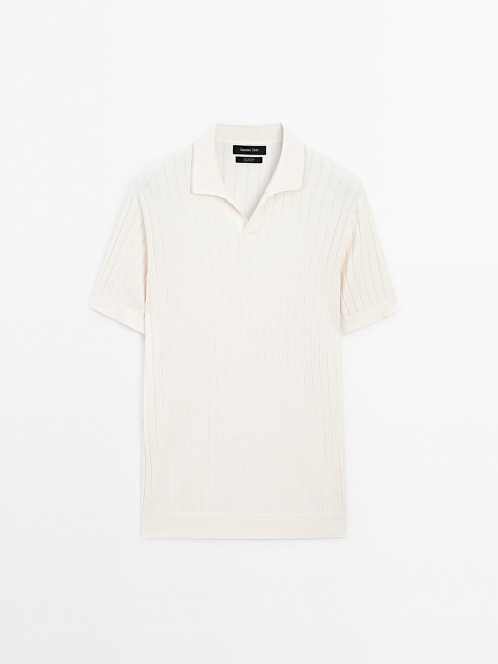 Massimo Dutti Поло из 100% хлопка, натуральный, кремовый