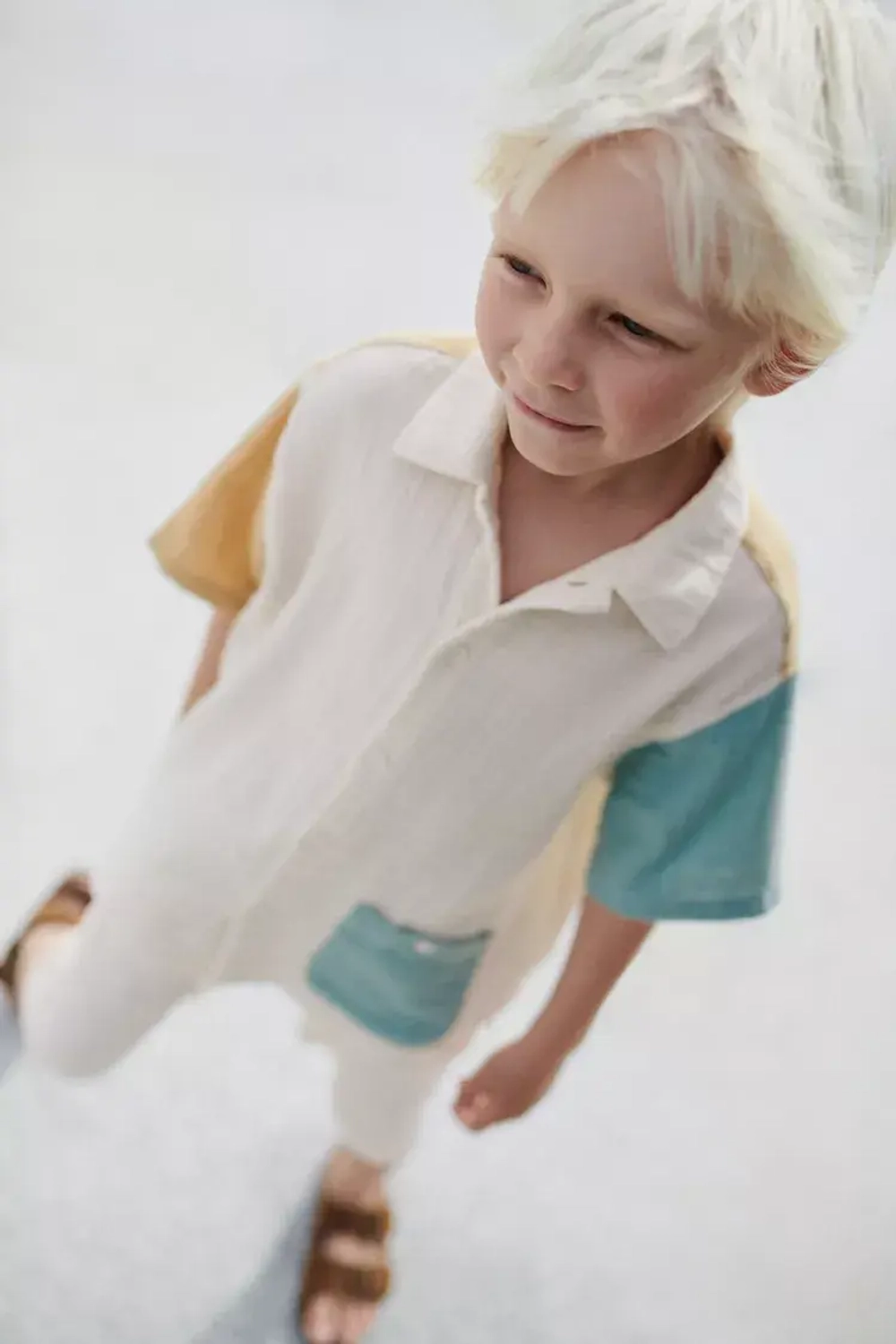 ZARA РУБАШКА ИЗ РЕЛЬЕФНОЙ ТКАНИ, ЭКРЮ