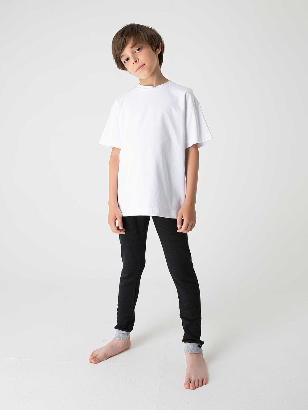 Кальсоны из термополотна "Черный меланж" 7+ с гульфиком