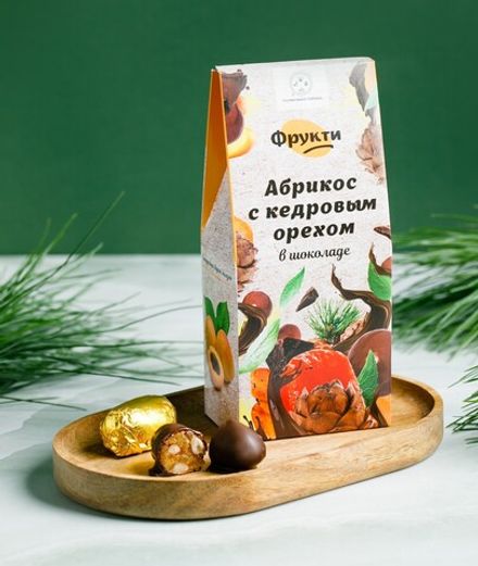 Фрукти "Абрикос с кедровым орехом" / шоколад 72% / картон / 120 гр / Солнечная Сибирь