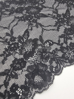 Кружево эластичное черное КС139 (22 см)