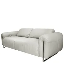 Диван c электро-реклайнером 4371, 220 см, светло-серая натуральная кожа