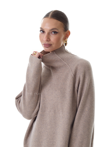 Трикотажный костюм с брюками цвета капучино