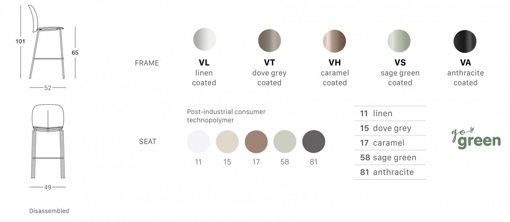 Стул пластиковый полубарный Scab Design Mentha Go Green, карамель