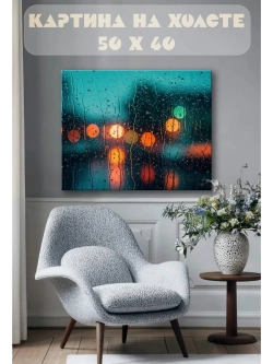 Картина на стену 40 X 50 Капли на стекле