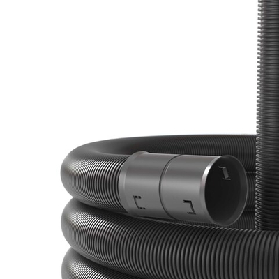 Двустенная труба ПНД гибкая для кабельной канализации д.50мм с протяжкой, SN13, 420Н,  в бухте 100м, цвет черный