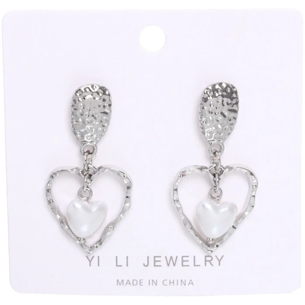 Серьги «ЭЛЛОДИ», сердечки, цвет золото и серебро, 3,5*3,5см