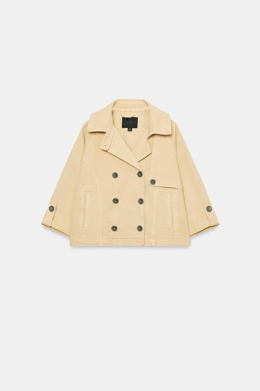 ZARA КОРОТКИЙ ТРЕНЧ С ЭФФЕКТОМ ПОТЕРТОСТИ, РЫЖЕВАТО-КОРИЧНЕВЫЙ