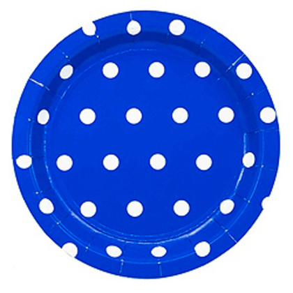 Тарелка-Горошек-синяя-17см-6шт