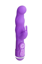 Фиолетовый вибратор с клиторальным стимулятором NSTYLE DUO VIBRATOR 5.5INCH - 14 см. (Цвет: фиолетовый)