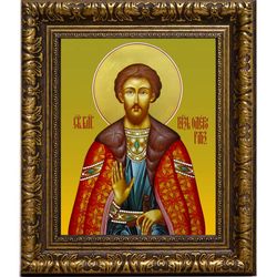 Олег Рязанский Святой благоверный князь. Икона на холсте.