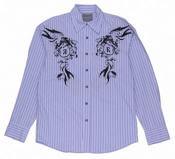 Рубашка Roar с вышивкой голубая д/р