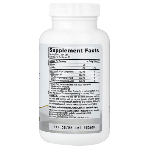 Nordic Naturals, ProOmega CoQ10, 1000 мг, 120 мягких таблеток