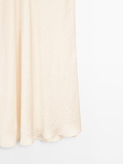 Massimo Dutti Юбка миди из струящегося атласа, кремовый