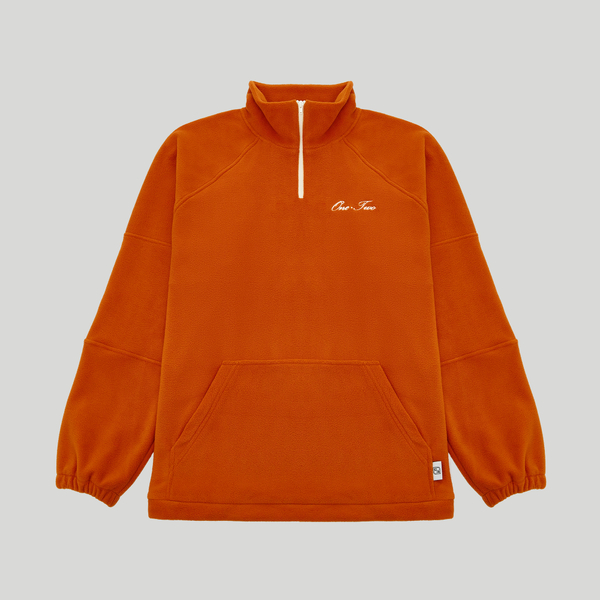 Drawstring Half-Zipped Sweatshirt Orange