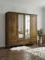 Шкаф 233х68х220, Джоли, распашной, 4 двери, с ящиками для одежды, из массива березы, цвет макиато, Makosa