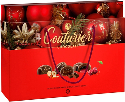 Набор шоколадных конфет НГ "КРАСНАЯ" (Крем-шоколад, Помадно-вишневая, Трюфель с дробленым фундуком) 320г