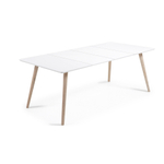 Обеденный стол QUATRE 140 (220) x90 с матовой белой столешницей