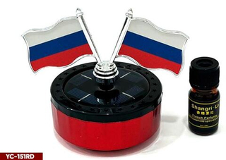 Ароматизатор-игрушка -на торпеду- ФЛАГ РОССИИ - солн батар (жидк)- YC-151GR серый