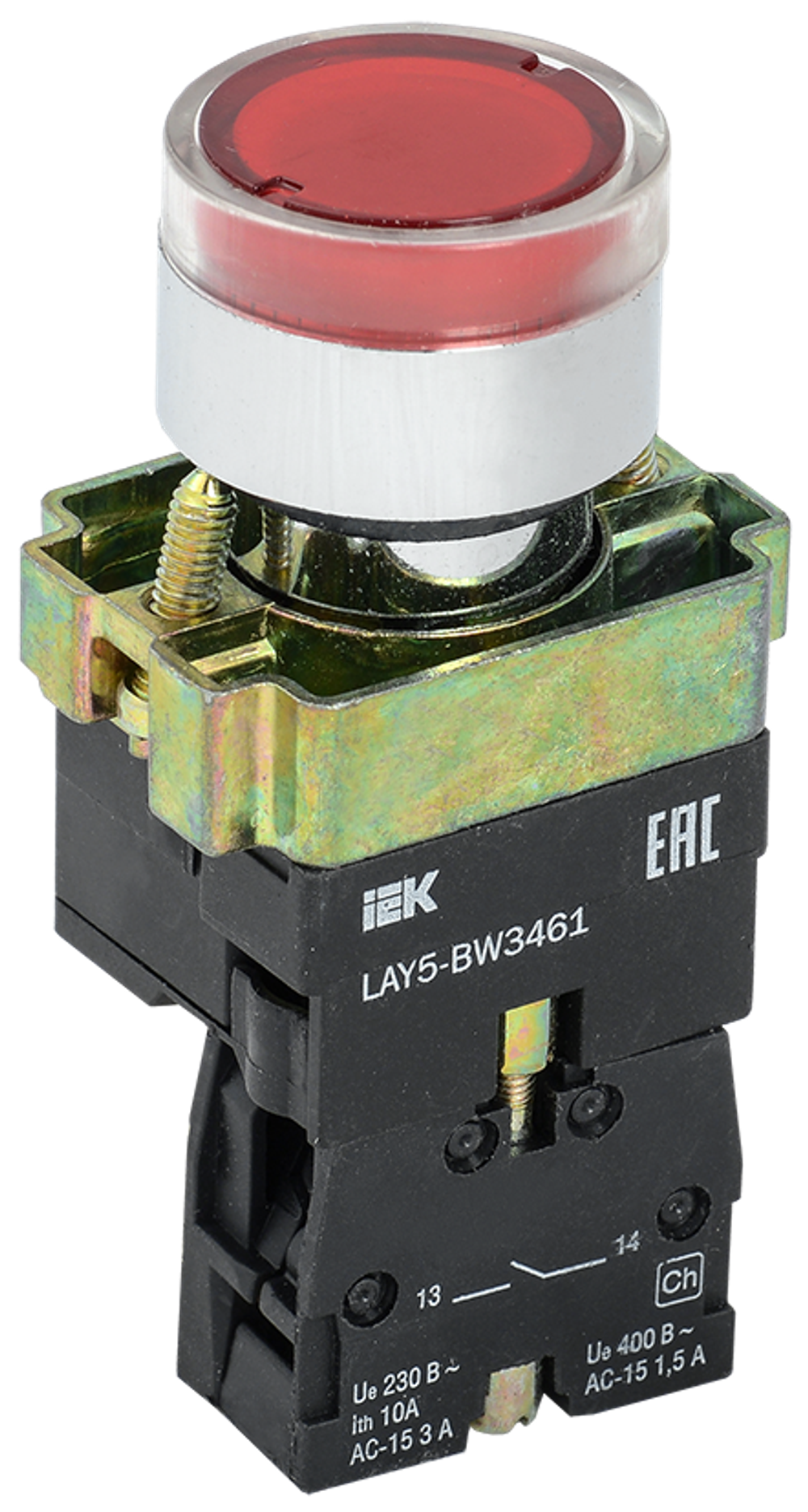 Кнопка управления LAY5-BW3461 с подсветкой красный 1з IEK