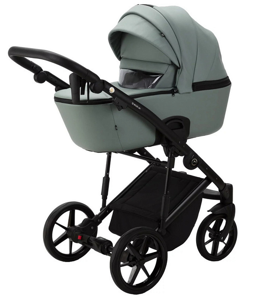 Детская коляска Adamex Mobi Deluxe 3 в 1 M-SA20 (СЕРО-ЗЕЛЕНАЯ КОЖА)