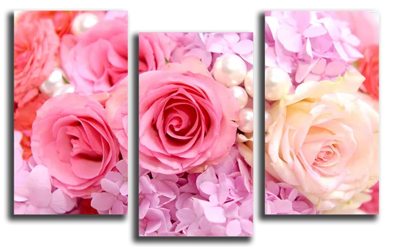 Модульная картина "Жемчужные розы"