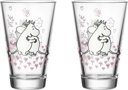 Набор 2 стакана Arabia Finland, Muminki Love 30, 2 шт., стекло, розовый