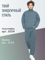 3054 Толстовка флисовая на молнии серый (54)