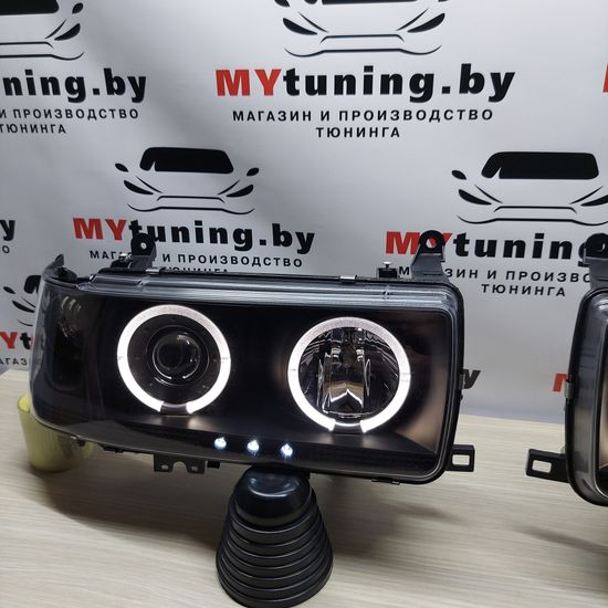 Передние фары Angel Eyes для Toyota Land Cruiser 80 (90-97) Black