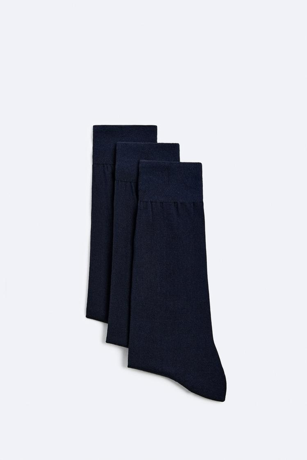 ZARA НАБОР ИЗ ТРЕХ ПАР НОСКОВ ИЗ ПРОЧНОГО ХЛОПКА, МОРСКОЙ СИНИЙ