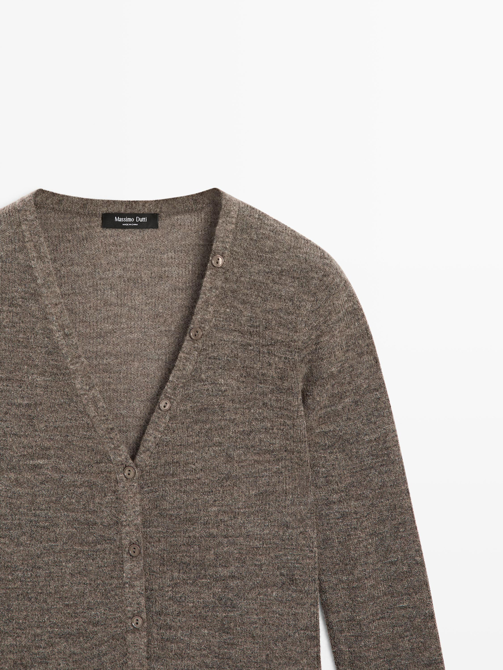 Massimo Dutti Кардиган из смесовой шерсти с V-образным вырезом, норка