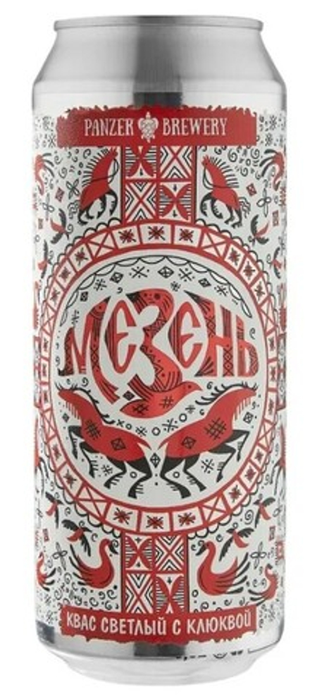 Квас Светлый с Клюквой Panzer "Мезень" 0.5л - 6шт