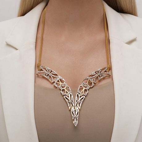 "Реала" колье  в золотом покрытии из коллекции "Ревю" от Jenavi с замком карабин