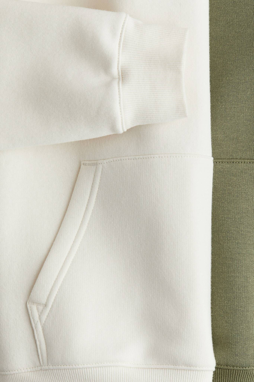 H&M Набор из двух толстовок с капюшоном, белый/хаки