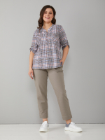 Блузка БЛ-131/коричнево-розоваяклетка