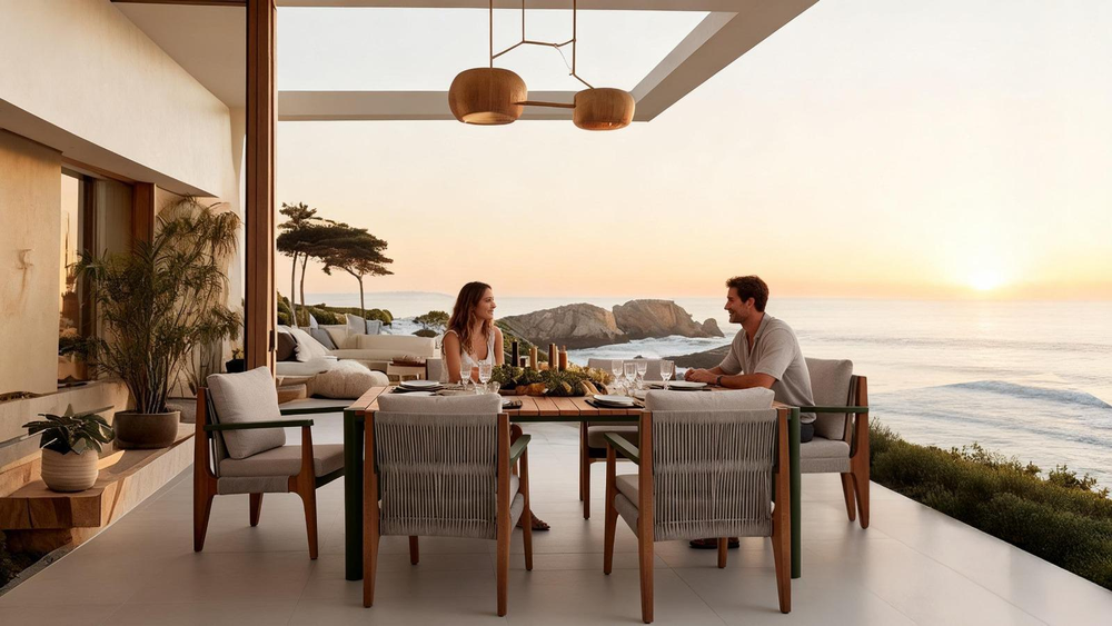 Столовая группа Elif Dining Set. Алюминий, роуп, ироко. Поставка 45 дней.