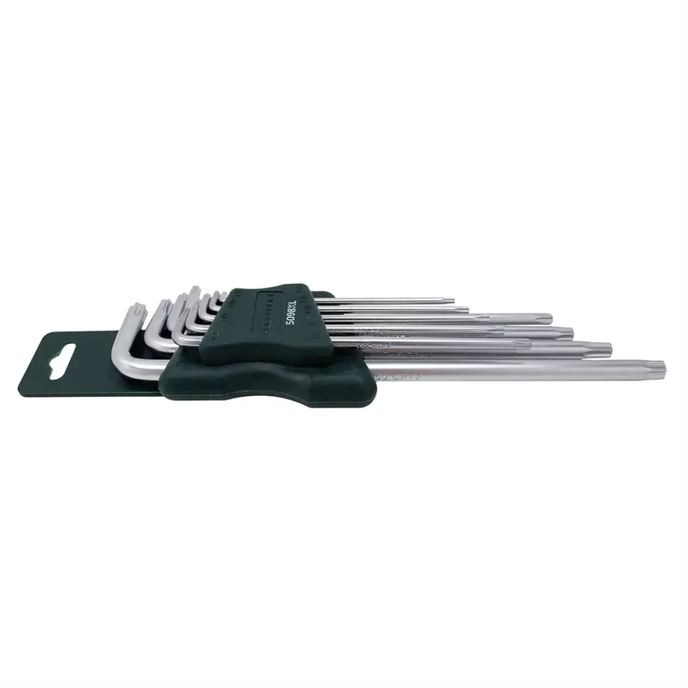 Набор ключей TORX Г-образных экстра длинных, 9пр. (Т10, Т15, Т20, Т25, Т27, Т30, Т40, Т45, Т50) в пластиковом держателе RockForce##Rock FORCE RF-5098XL