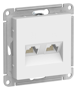 Schneider Electric AtlasDesign Розетка компьютерная 2 разъема RJ45, категория 5Е (белая)