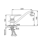 Смеситель для кухни 35к F4549 FRAP (плоск.пов. излив, п/гайку, белый/хром, латунь)