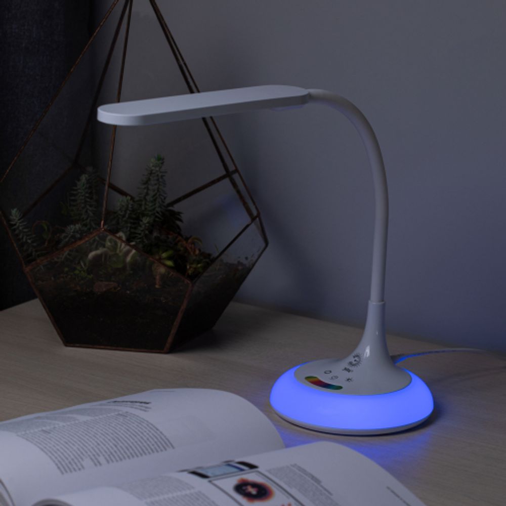 Настольный светильник ЭРА NLED-481-10W-W светодиодный с RGB ночником белый