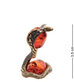 Народные промыслы AM-2728 Фигурка «Кобра» (латунь, янтарь)