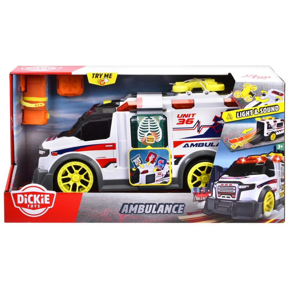 Dickie Action - Скорая помощь со светом и звуком 35,5 см 3307003 / артикул   3307003  / GTIN 4006333084690