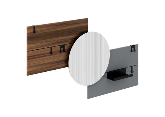 Вешалка Stripe M горизонтальная с зеркалом D 60 см (орех, серый)