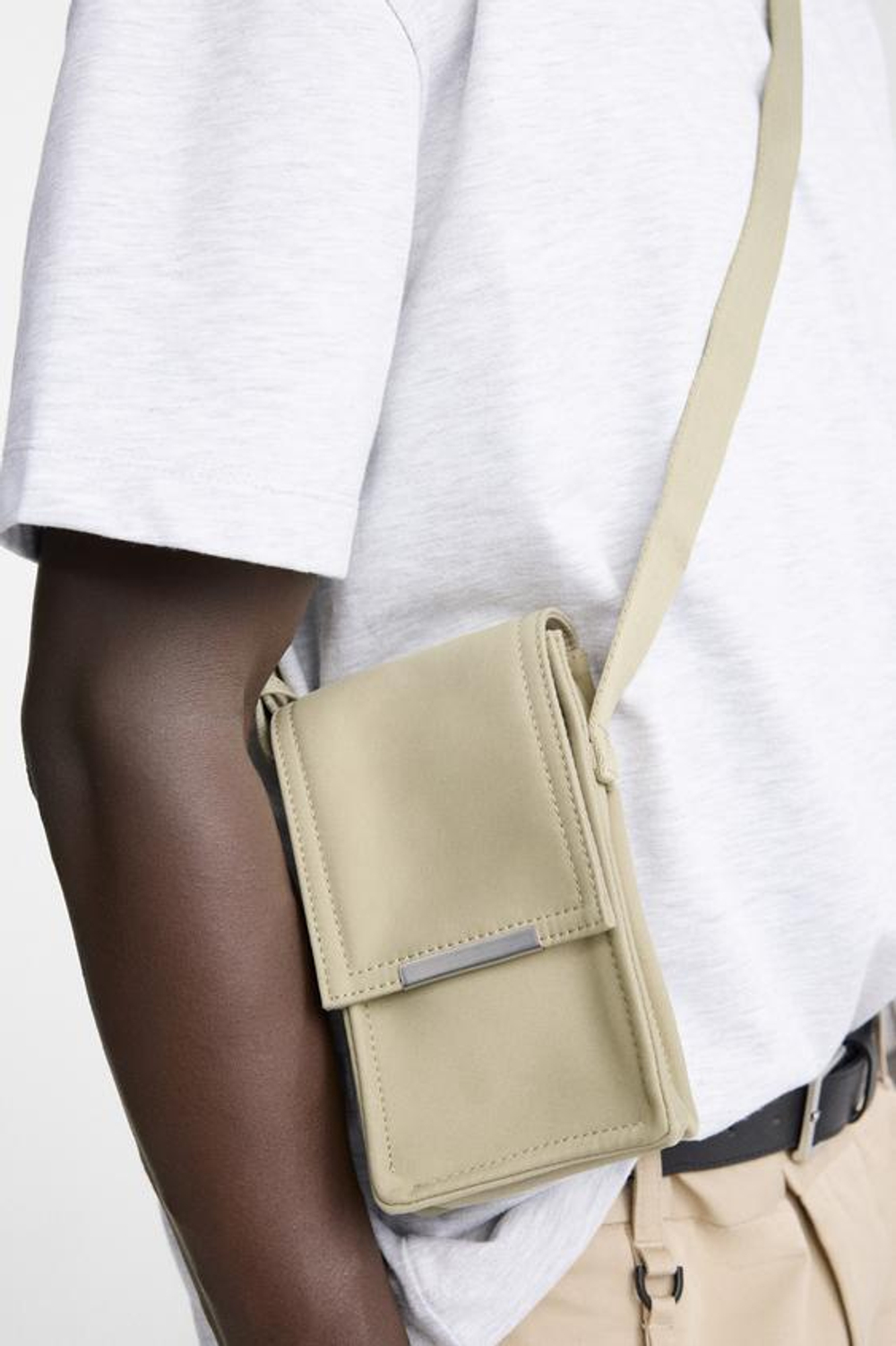 ZARA МИНИ-СУМКА ИЗ ТКАНИ, ПЕСОЧНЫЙ