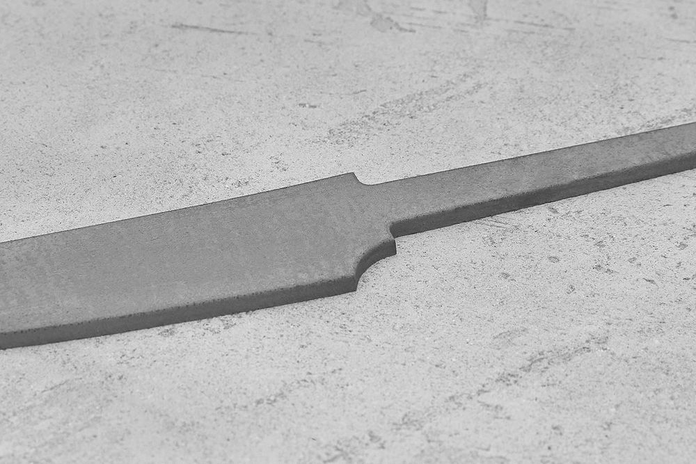 Заготовка для ножа, сталь M390 2,6мм. Модель "Геликон ГО110" с клинком 110мм, ТО 62-63HRC